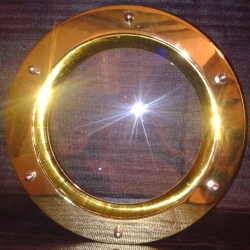 Bulaj tłoczony 350 mm złoty szkło przeźroczyste nakrętki kołpakowe